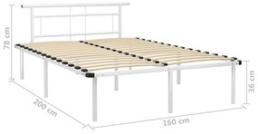 Estrutura de cama metal 160x200 cm branco