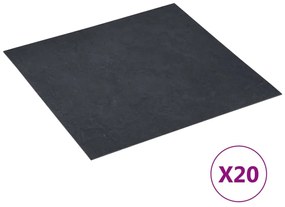 vidaXL Tábuas de soalho autoadesivas 20 pcs 1,86 m² PVC mármore preto
