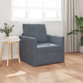Sofá de Piso Convertível VidaXL Veludo 74x77x81 cm Cinza Escuro
