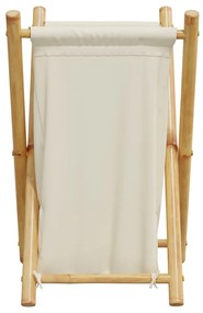 Cesto de roupa 41,5x36x63,5 cm bambu branco nata