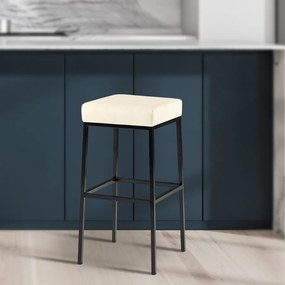 Banco de bar Montreal em couro sintético e com estrutura preta 37 x 78 x 37 cm Creme