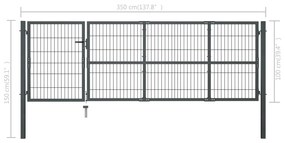 Portão de jardim com postes 350x100 cm aço antracite