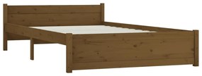 Estrutura de cama casal 135x190 cm madeira maciça castanho-mel