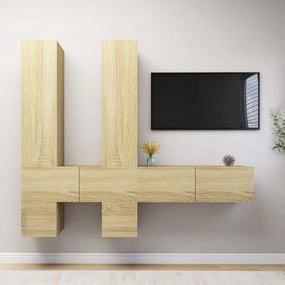 vidaXL 6pcs conjunto de móveis de TV derivados madeira carvalho sonoma