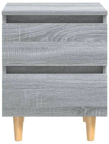 Mesas cabeceira c/ pernas madeira 2pcs 40x35x50 cm sonoma cinza