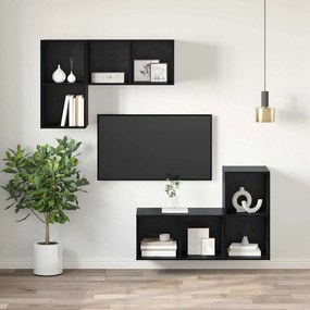 Armário de TV de Parede em Carvalho Preto - 37 x 37 x 72 cm, Feito em