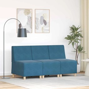 vidaXL Cadeiras de Sofá 3 pcs Azul 55 x 74 x 82 cm Veludo