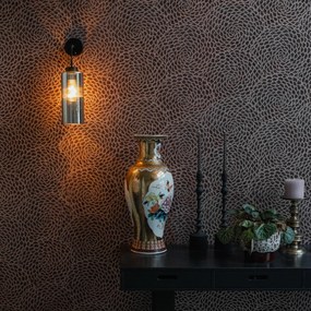 Candeeiro de parede Art Deco preto com vidro fumê - Laura