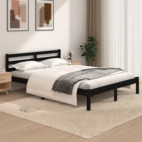 Estrutura de cama pequena casal 120x190 cm pinho maciço preto