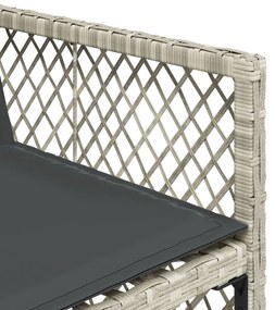11 pcs conjunto jantar p/ jardim c/ almofadões vime PE cinzento