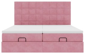 Estrutura de cama otomana com colchões 180x200 cm veludo rosa