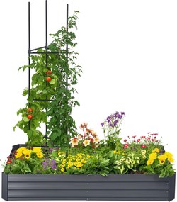 Floreira retangular de metal com suportes para tomates e plantas trepadeiras, 180 x 90 x 29,5 cm