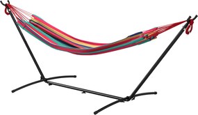 Outsunny Cama Rede Suporte 310x117 cm Bolsa Transporte Altura Ajustável Capacidade 120 kg Campismo Praia Jardim Laranja | Aosom Portugal