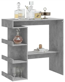 Mesa de bar com prateleira derivados de madeira cinza cimento