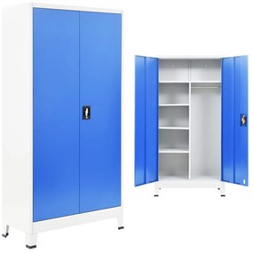 vidaXL Armário escritório c/ 2 portas metal 90x40x180 cm cinza e azul