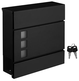 Caixa de correio de parede com fecho e porta jornais | SONGMICS | 37 x 10 x 37 cm | preto | GMB052B01.