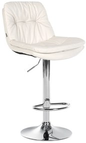 Banco de bar em couro sintético com estrutura prateada 92-113 x 46 x 54 cm branco