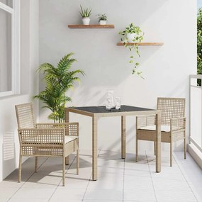 vidaXL Conjunto de Jantar para Jardim 3 pcs Bege 90 x 90 x 75 cm