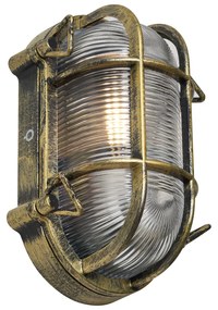 Candeeiro de Parede e Teto Exterior Dourado Antigo 5,2cm Oval IP44 - Noutica Industrial
