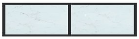 Mesa consola mármore branco 140x35x75,5 cm vidro temperado