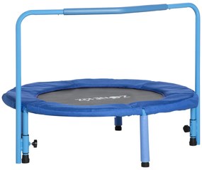 ZONEKIZ Trampolim Infantil 3 em 1 para Crianças de 1-6 Anos com Corrimão Amovível Mini Trampolim para Interior Ø96x74cm Azul