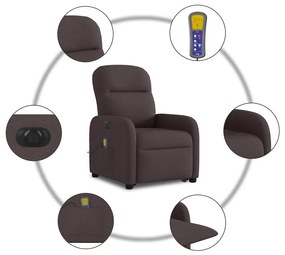 Poltrona elétrica elevatória massagens tecido castanho-escuro