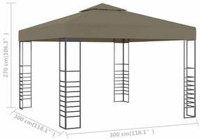 Tenda de jardim 3x3m 180 g/m² cinzento-acastanhado
