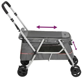Carrinho dobrável para cães 100x49x96 cm tecido linho cinzento