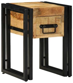 Mesa de Apoio vidaXL com Gaveta Preta 30x30x40 cm Madeira de Mangueira
