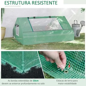 Estufa Pequena 180x140x80 cm para Cultivo com 2 Portas 2 Janelas Estrutura de Aço e Cobertura PE Anti-UV  Verde