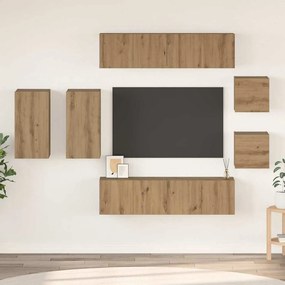 Conjunto de móvel de TV com prateleira 8 pcs carvalho artisiano