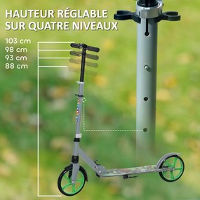Trotinete para crianças dos 6 aos 12 anos, patinete dobrável de 2 rodas, altura ajustável, para meninas e meninos, patinete verde