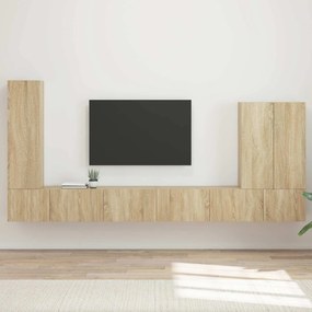 vidaXL Conjunto de Gabinete de Parede para TV 6 pcs Carvalho Sonoma