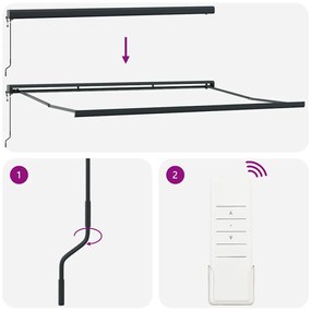 Toldo retrátil 4x3 m tecido e alumínio antracite e branco