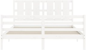 Estrutura de cama King Size com cabeceira madeira maciça branco