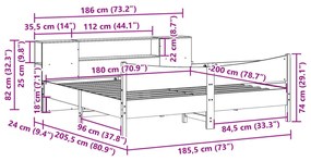 Cama sem colchão 180x200 cm madeira de pinho maciça branco