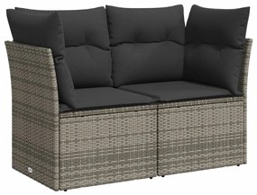 10 pcs conjunto sofás de jardim c/ almofadões vime PE cinzento