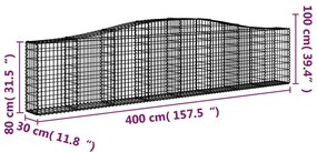 Cestos gabião arqueados 10pcs 400x30x80/100cm ferro galvanizado