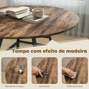 Mesa Redonda 100 cm para 4 Pessoas (CADEIRAS NÂO INCLUIDAS) de Estilo Industrial com Estrutura Metálica Preta