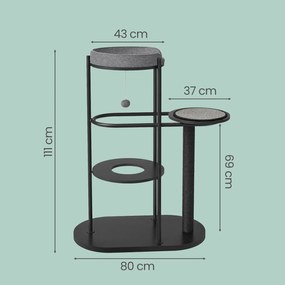 Arranhador para gatos moderno 80 x 43 x 107 cm vários níveis preto