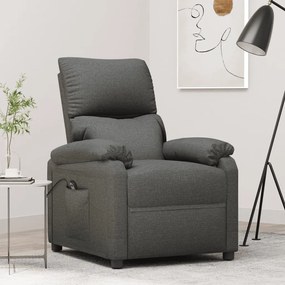 vidaXL Poltrona elevatória tecido cinzento-escuro