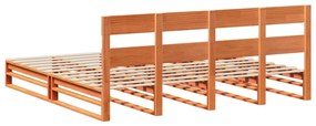 Cama sem colchão 200x200 cm pinho maciço castanho-mel