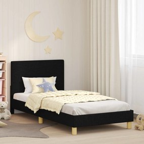 vidaXL Estrutura de Cama Infantil com Cabeceira Preto 90 x 200 cm