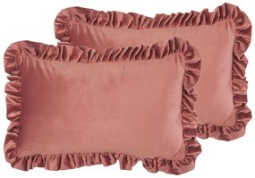 Conjunto de 2 almofadas em veludo rosa 30 x 50 cm KALANCHOE Beliani