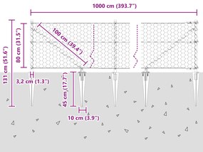 Cerca Hexagonal vidaXL Verde 0.8x10 m Aço