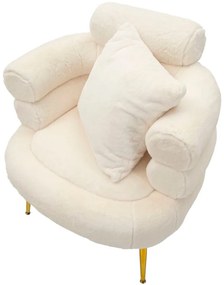 Poltrona Glam Soffy Plus em Pelo Sintético – 78x68x85 cm – Branco e Do