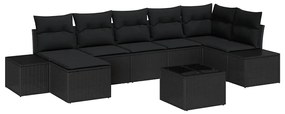 Conjunto de Sofá de Jardim de 8 Peças com Almofadas Bege em Rattan Sin