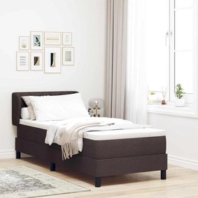 Cama Box Spring vidaXL com Colchão Castanho Escuro 80x200 cm Tecido