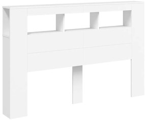 Cabeceira cama c/ LEDs 160x18,5x103,5 cm deriv. madeira branco
