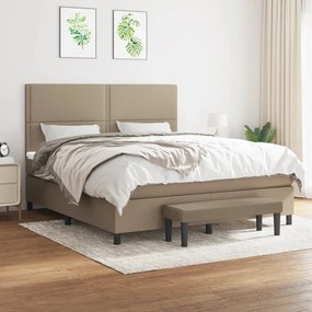 vidaXL Cama com molas/colchão 160x200 cm tecido castanho-acinzentado